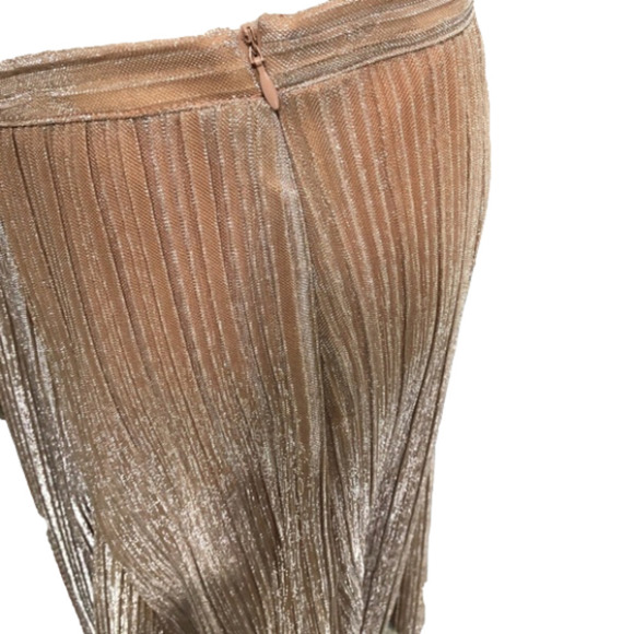 anthropologie Maeve Ambra Rose Gold Metallic Pleated Skirt M - Picture 8 of 15